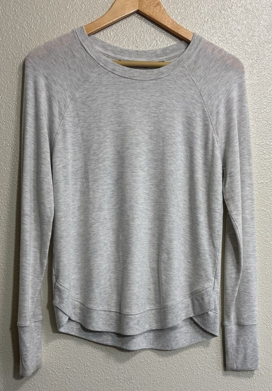 Athleta Grey Crew Neck Sweater Soft Comfy Lightweight Loungewear Women's Size S